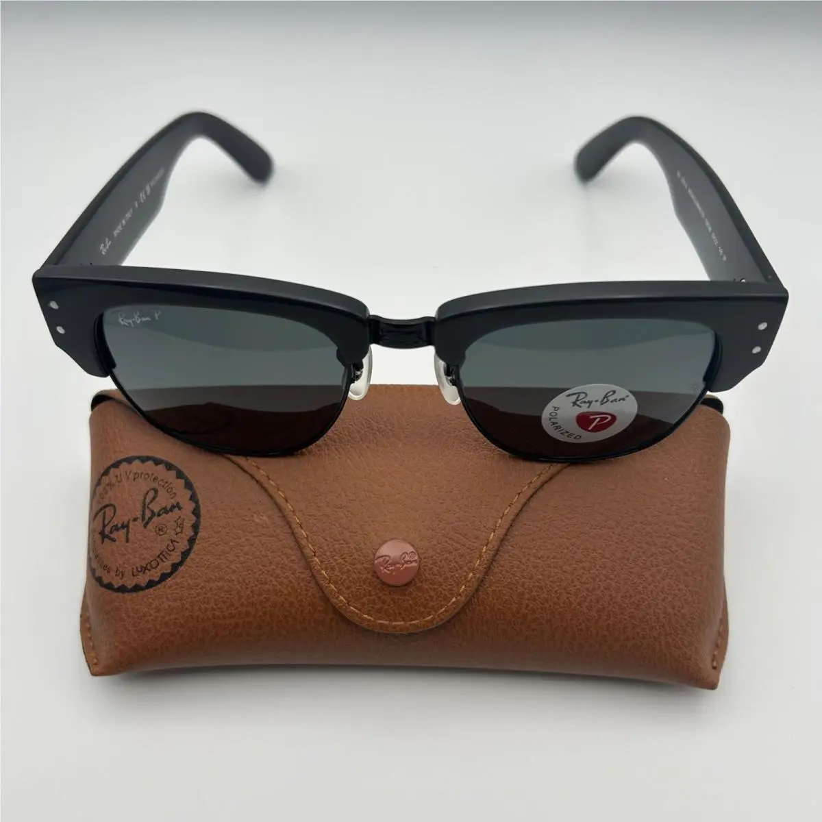 Ray-ban RB0316S Mega Clubmaster 1367/48 Polarized Black Green 53mm Sunglasses - Frame: Black, Lens: Green