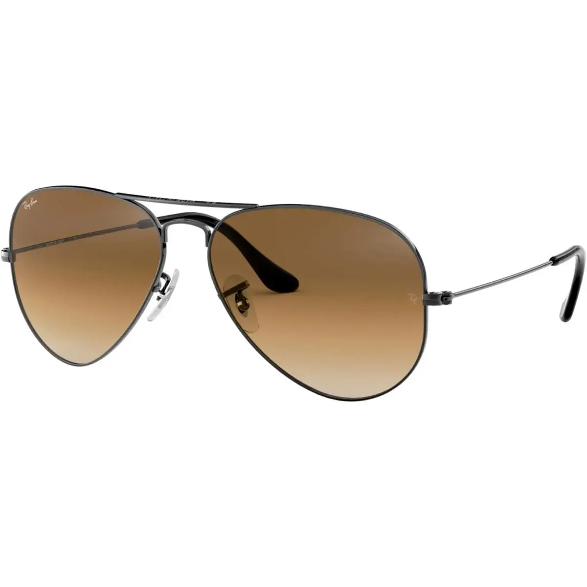 Ray-ban Adult Aviator Classic Polished Gunmetal/brown Gradient 55mm Sunglasses - Frame: Gray, Lens: Brown
