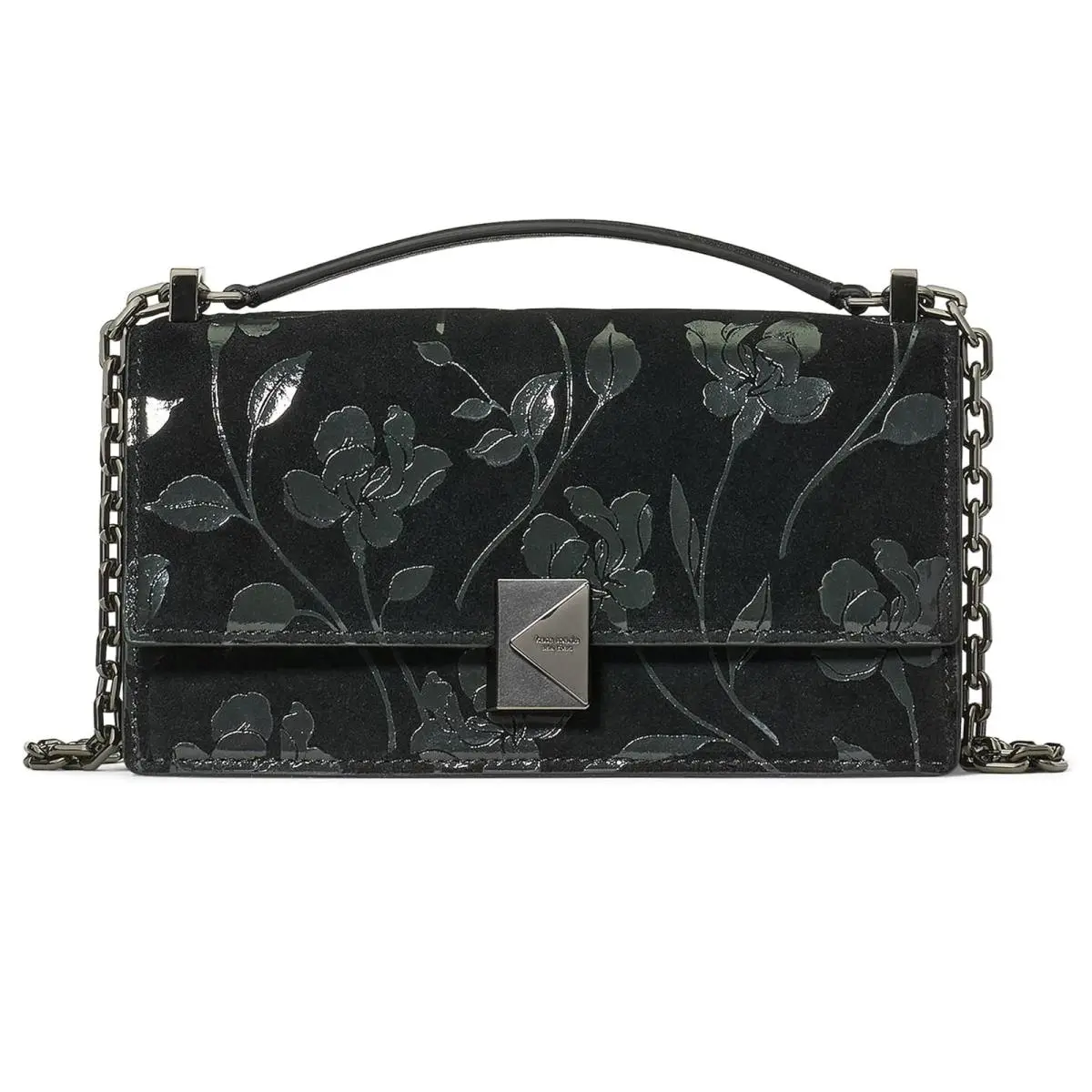 Kate Spade New York Deco Uptown Blooms Printed Suede Mini Flap Chain Crossbody