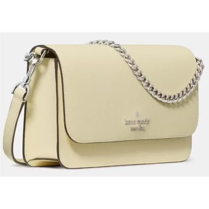 Kate Spade Madison Flap Crossbody Bag Lemon Yellow Chain Purse KN764 Retail