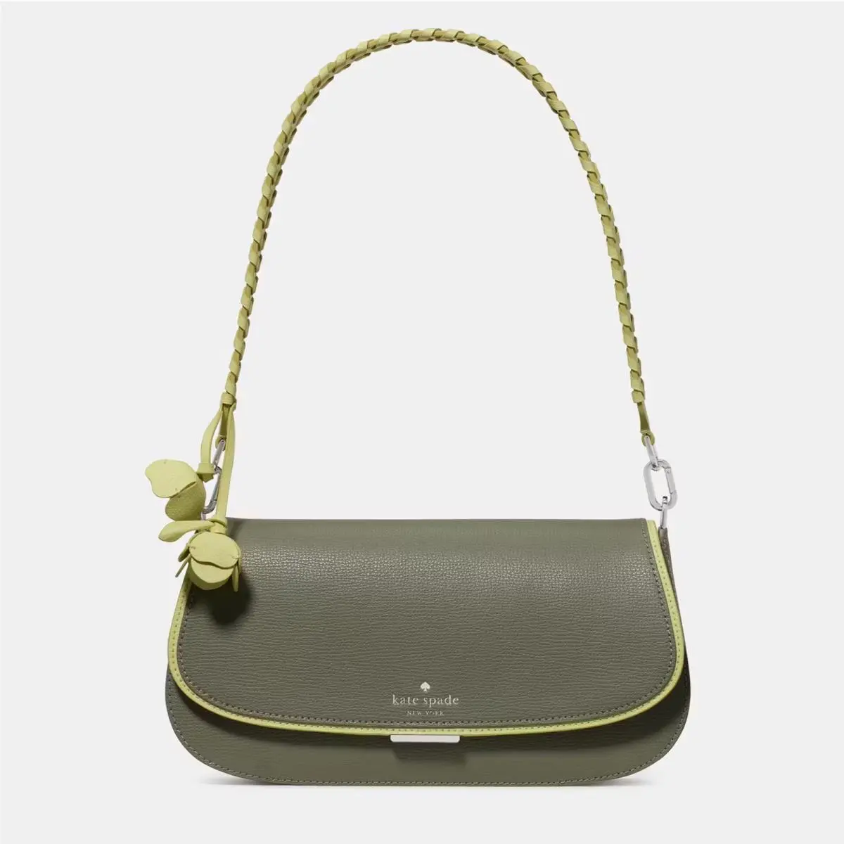 Kate Spade New York Quinn Floral Strap Leather Shoulder Bag Pine Green