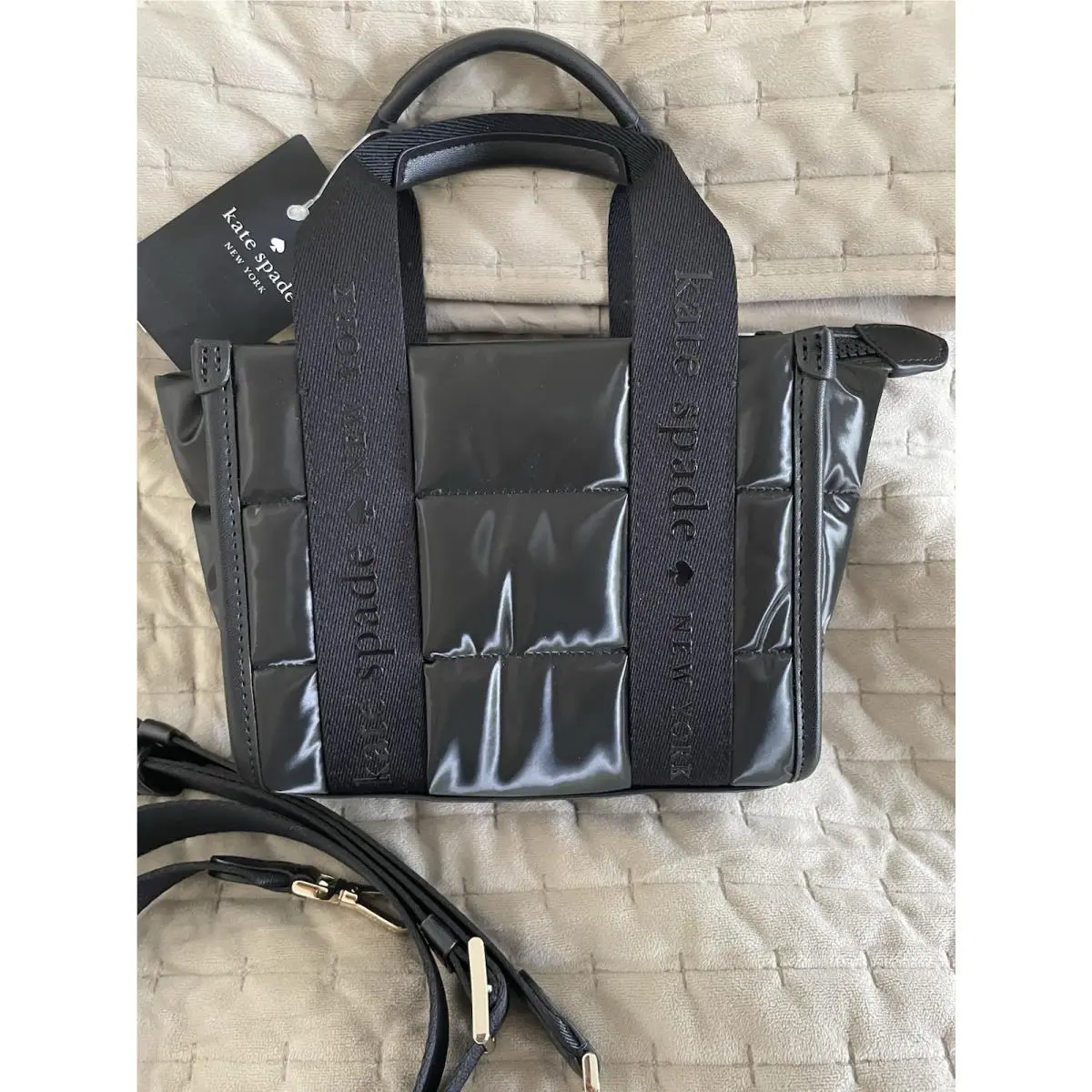 KM668 Kip Poo Puffy Mini Tote Crossbody Black by Kate Spade