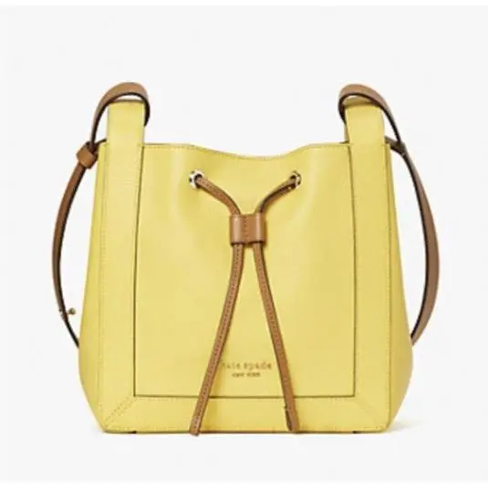 New Kate Spade Grab Bucket Crossbody Bag Yellow Sesame