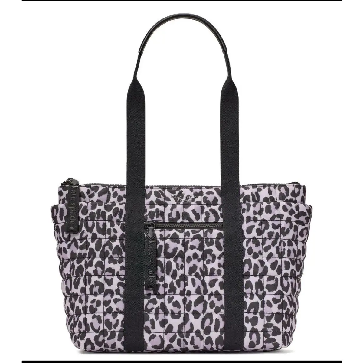 Kate Spade Camden Spotted Leopard Quilted Nylon Medium Tote Purple Mult