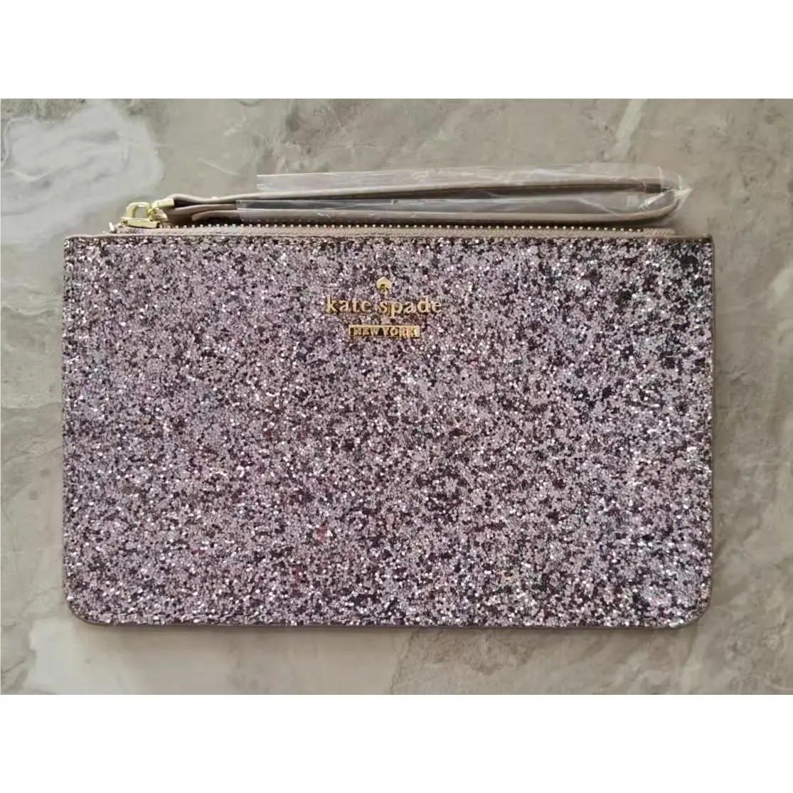 Kate Spade New York Party Wristlet Wallet Rose-gold / Dusty Pink Glitter