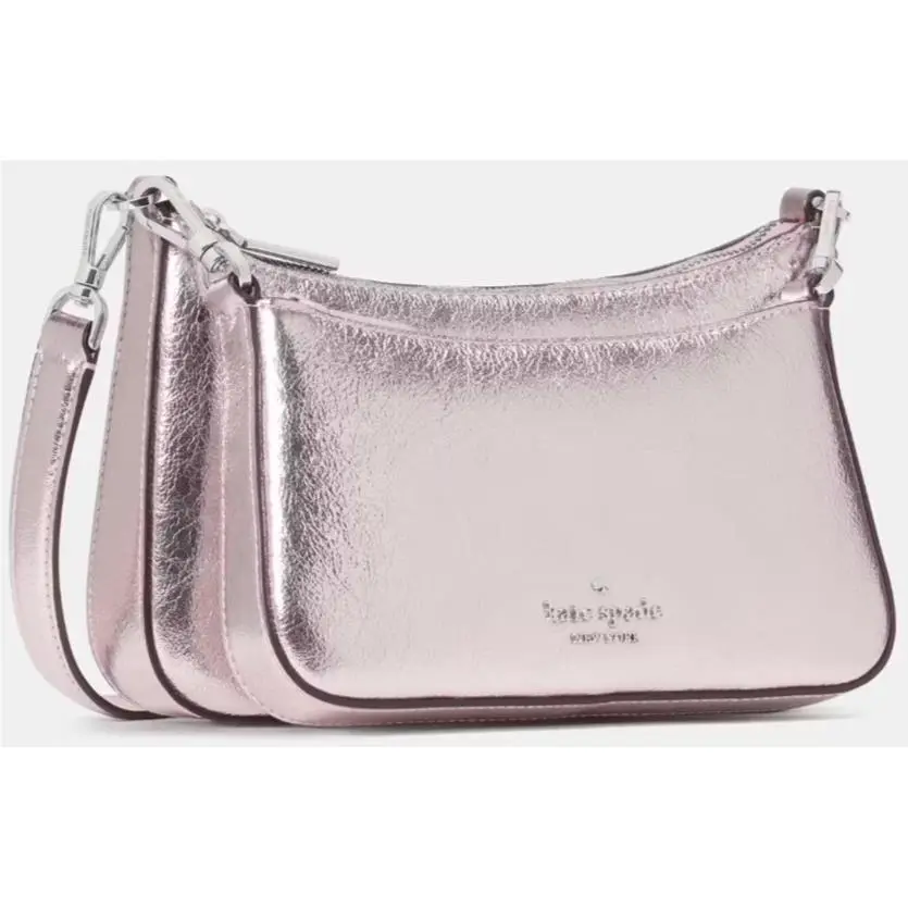 Kate Spade Duet Lilac Metallic Leather Crossbody Duo KN196 Purse Retail