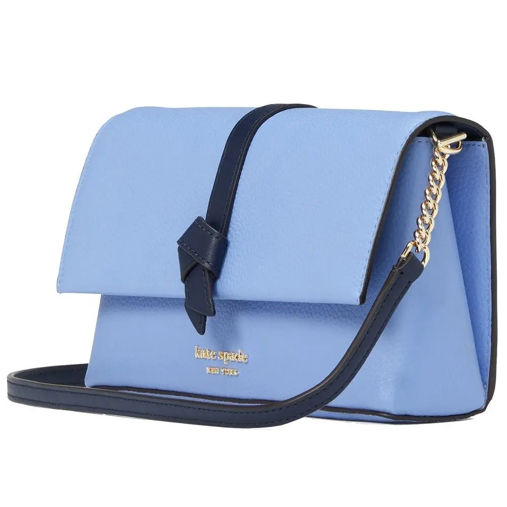 Kate Spade Leather Knott Colorblocked Flap Chain Crossbody KH171 Genie Blue