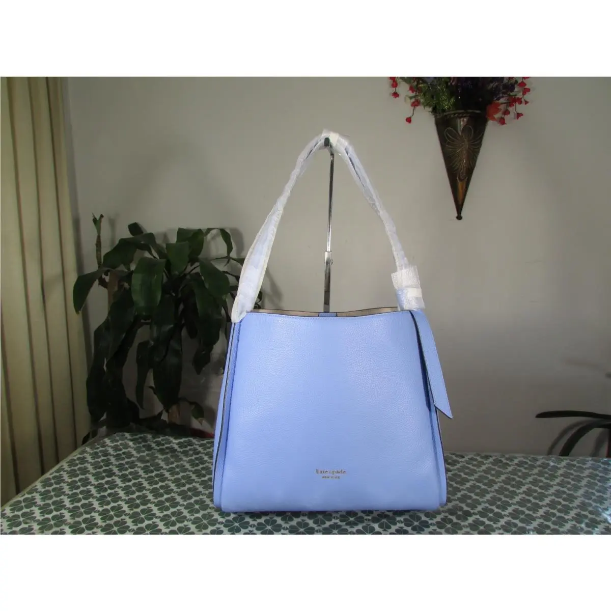Kate Spade Leather Knott Large Shoulder Bag K4395 Genie Blue
