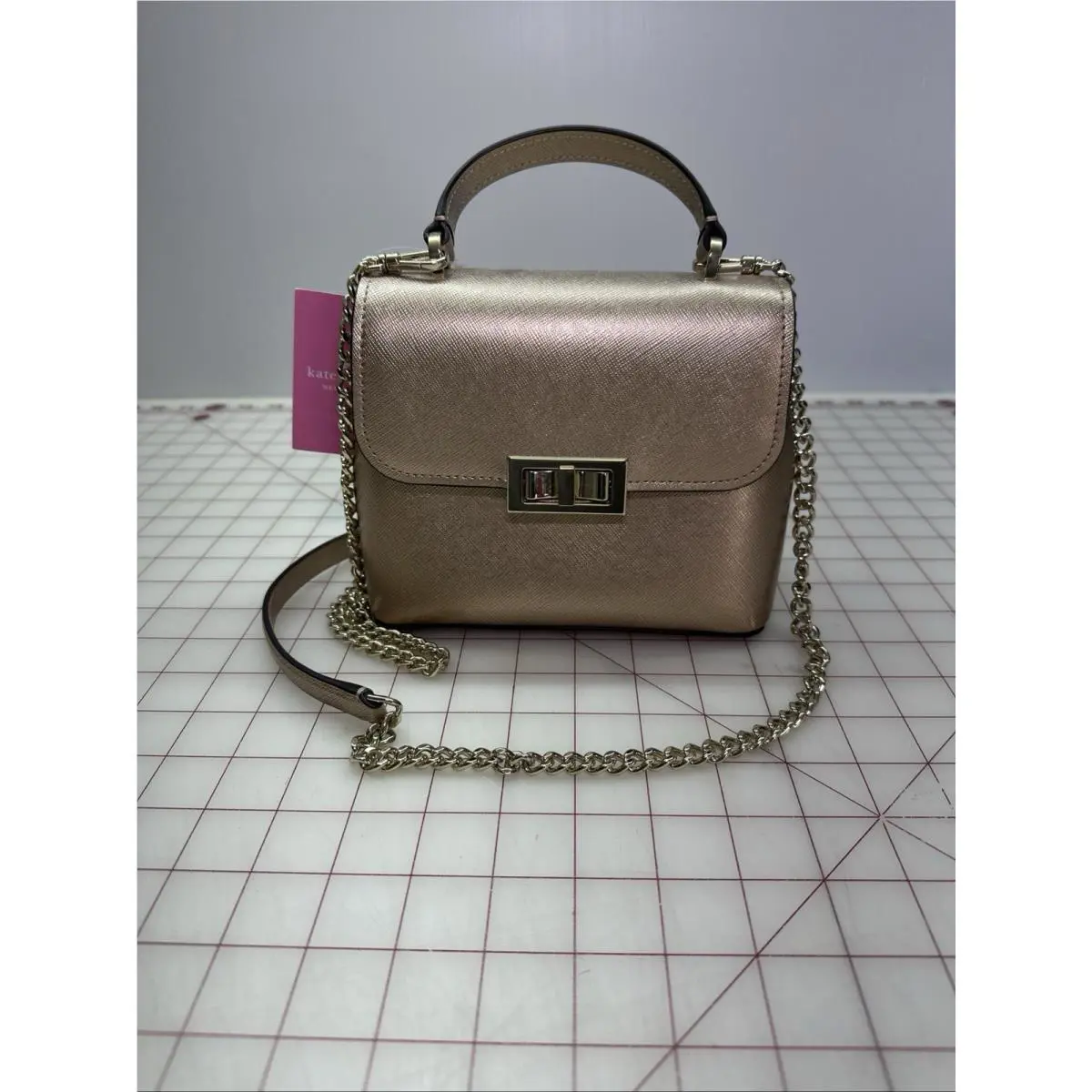 Kate Spade Metallic Saffia Rose Gold Glittering Mini Satchel/crossbody Purse