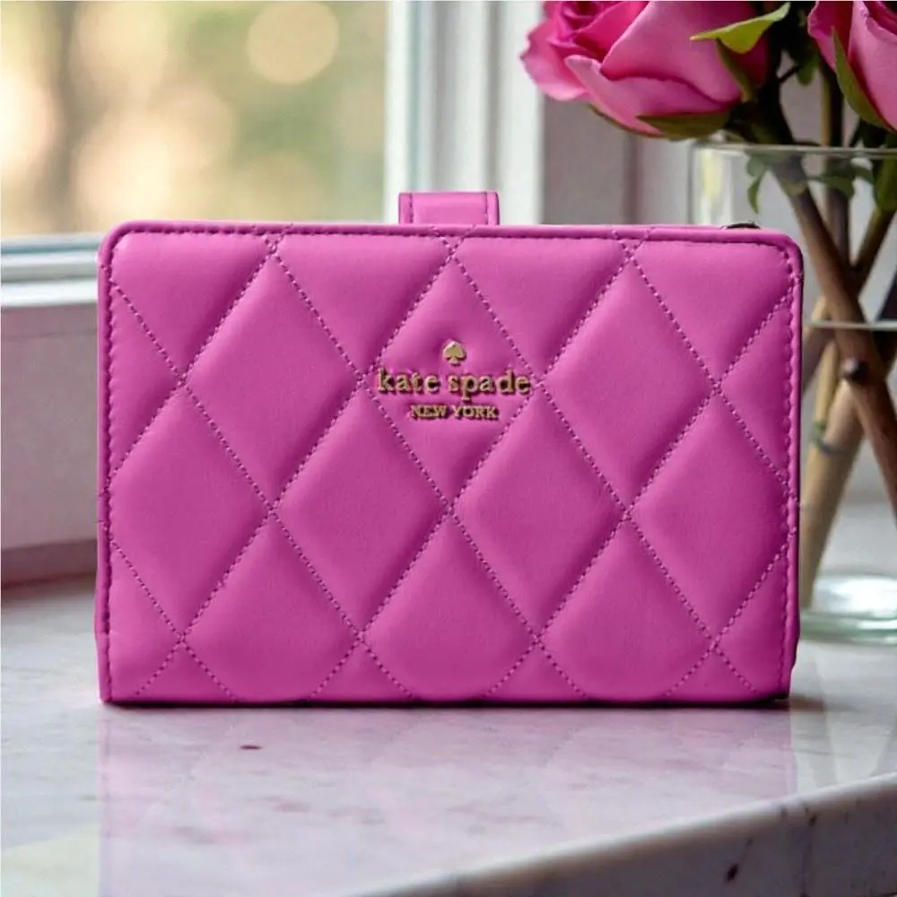 Kate Spade Women Wallet Carey Wallet in Smooth Quilted Leather Parchment
