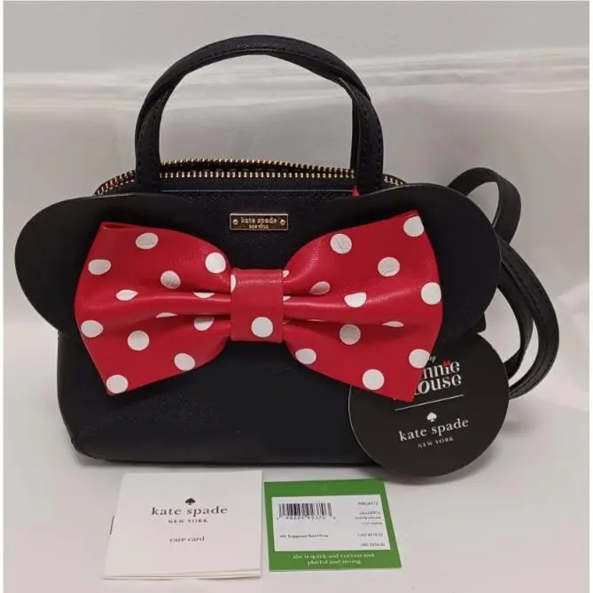 Kate Spade Mini Mouse Polkadot Bow Crossbody Bag Purse_black/red