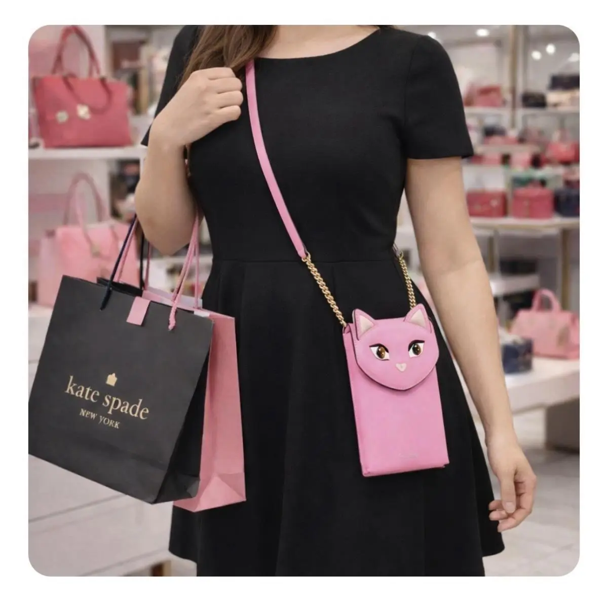 Kate Spade Meow Cat Phone Crossbody Leather North South Bag Novelty Pillowcase