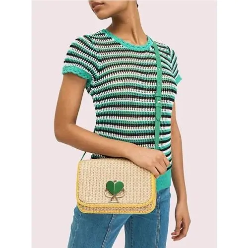Kate Spade Nicola Raffia Twistlock Medium Shoulder Bag PXRUB363