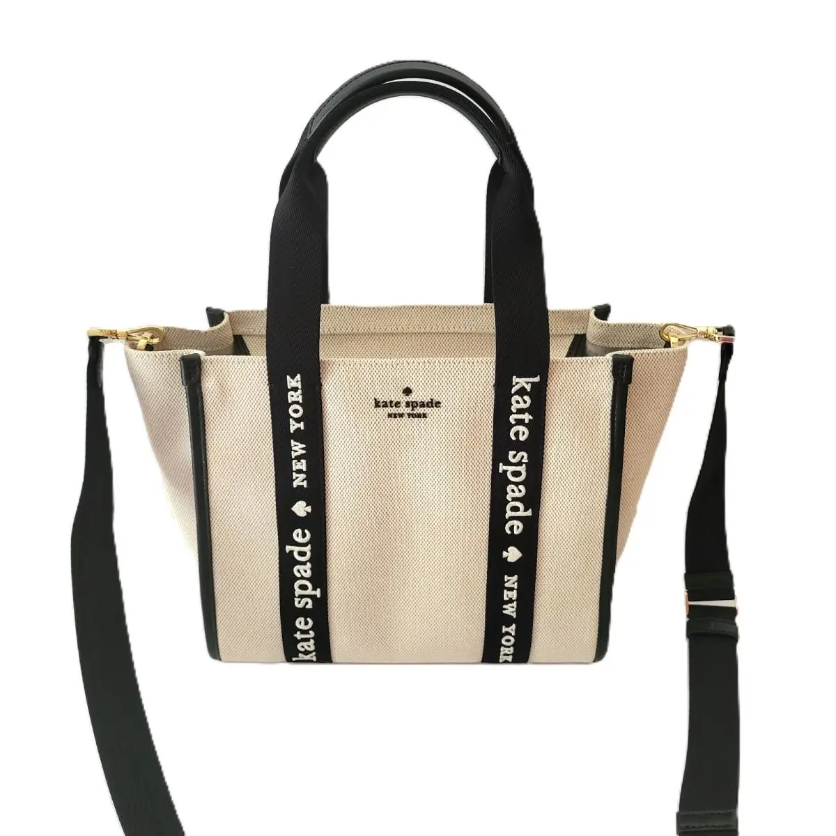 Kate Spade KG767 Kip Canvas Small Tote Crossbody Handbag Natural Multi