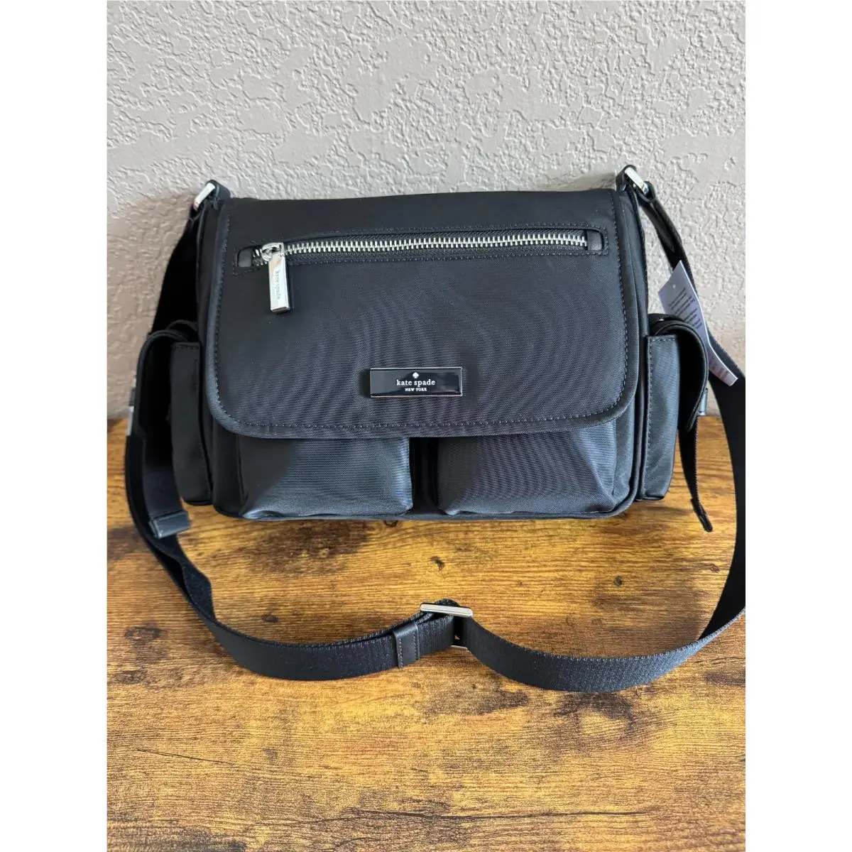 Kate Spade Carter Cargo Messenger Bag with Lots of Pockets in Black