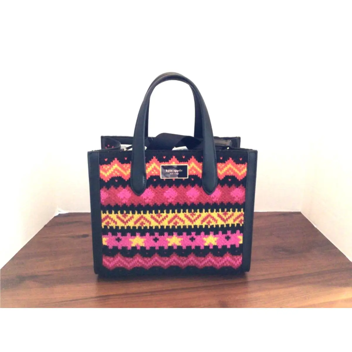 Woman`s Kate Spade Manhattan Carnival Fair Isle Sweater Knit Small Tote