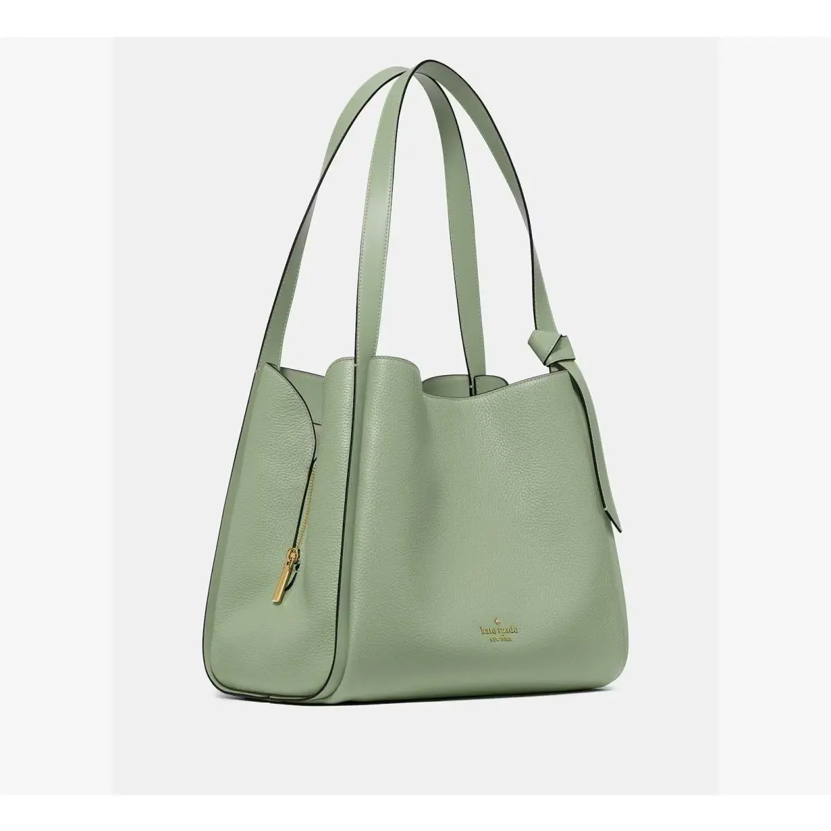 Kate Spade Pebble Leather Knott Tote/shoulder Handbag-balsam Light Green