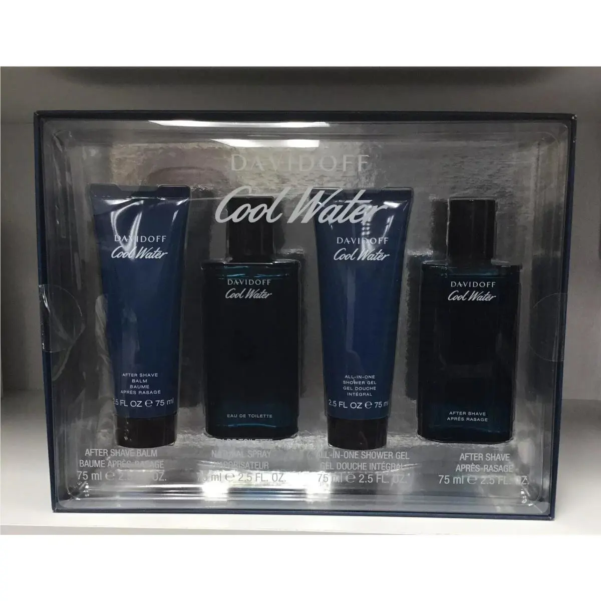 Cool Water by Davidoff Men’s 4 Pcs Gift Set 2.5 oz Edt+a.shave+shower Gel