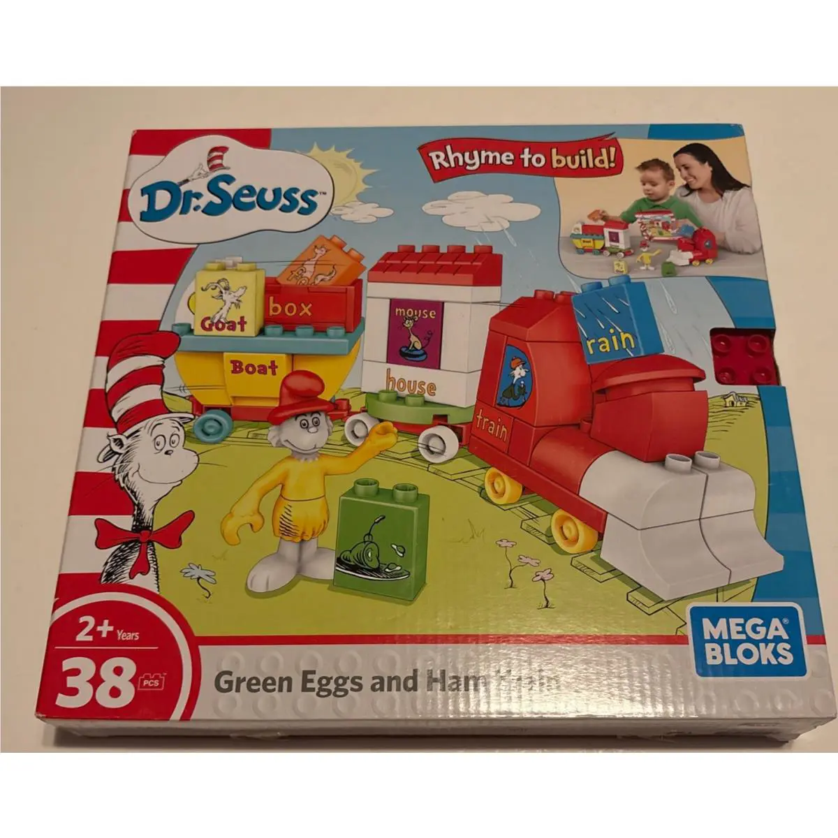 Dr. Seuss Mega Bloks Blocks Green Eggs Ham Train Building Construction Set