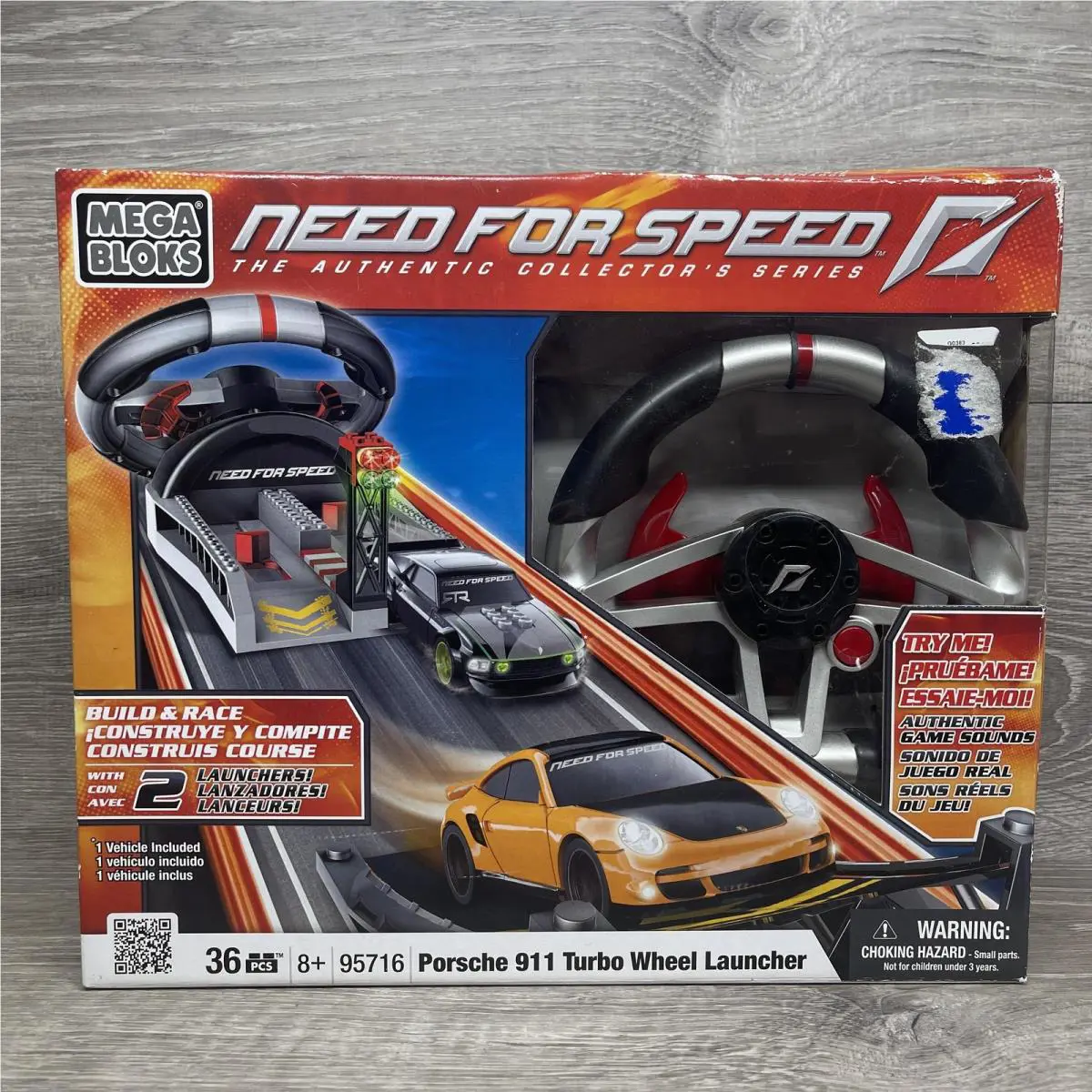 Mega Bloks Need For Speed Porsche 911 Turbo Wheel Launcher 95716 36pcs FX Set