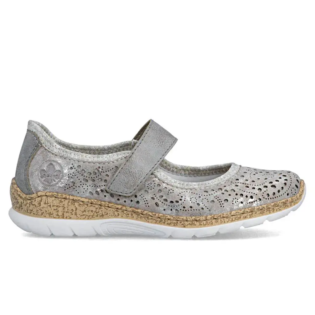 Rieker shoes - Rose-Metallic/Grey/Silverflower 3