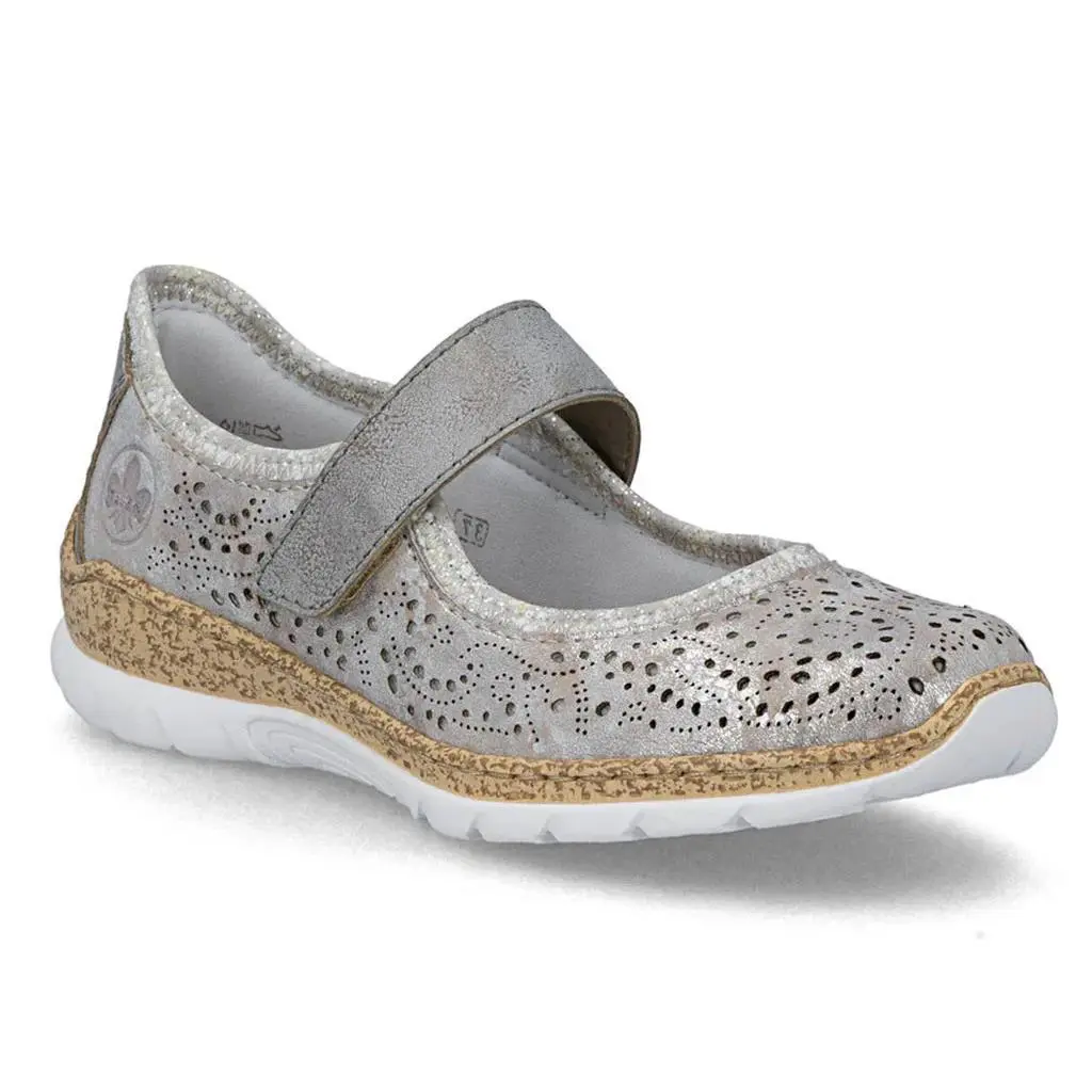 Rieker shoes - Rose-Metallic/Grey/Silverflower 2