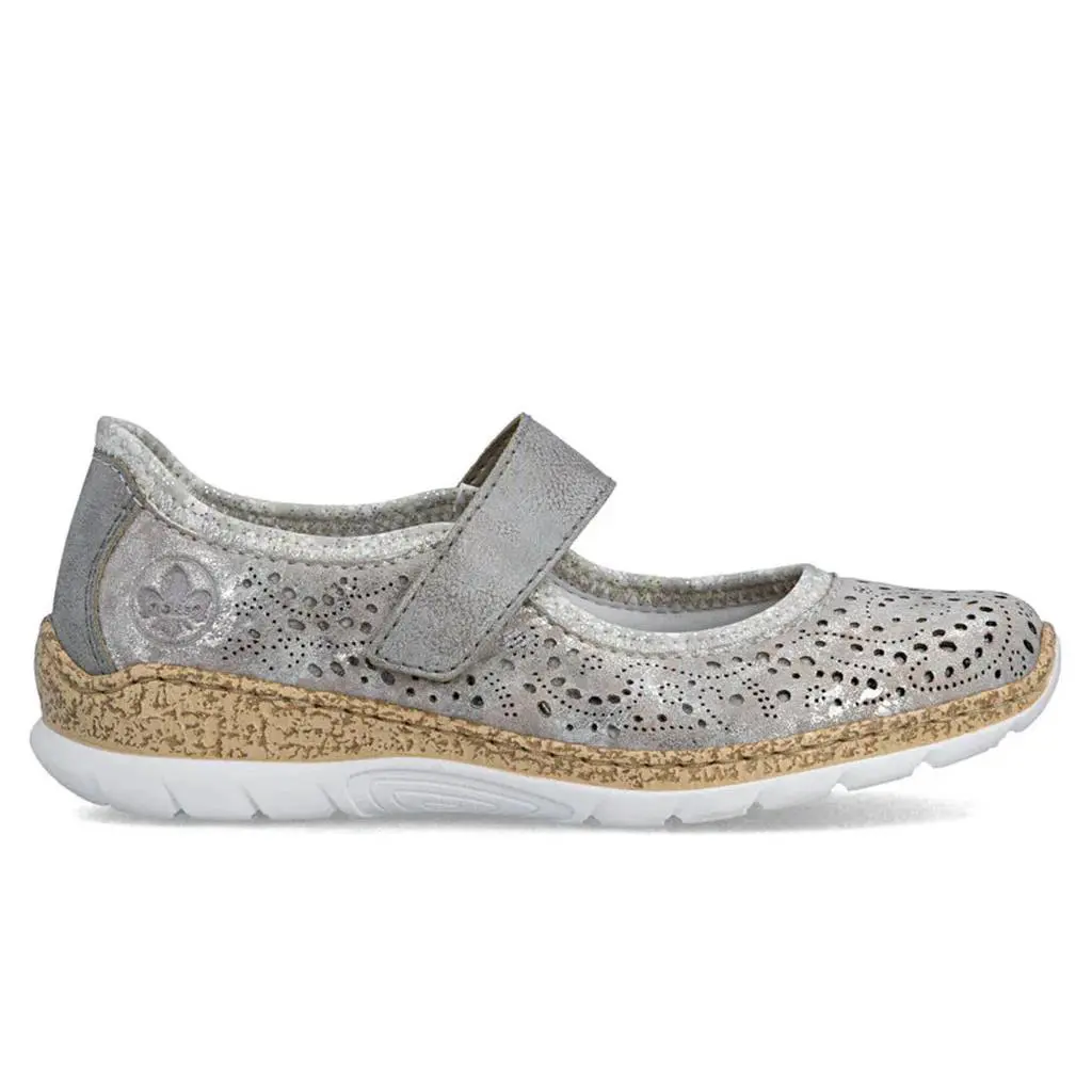 Rieker shoes - Rose-Metallic/Grey/Silverflower 3