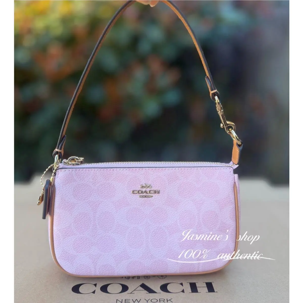 Coach Nolita 19 In Signature Canvas with Charm Gold/powder Pink CDW31