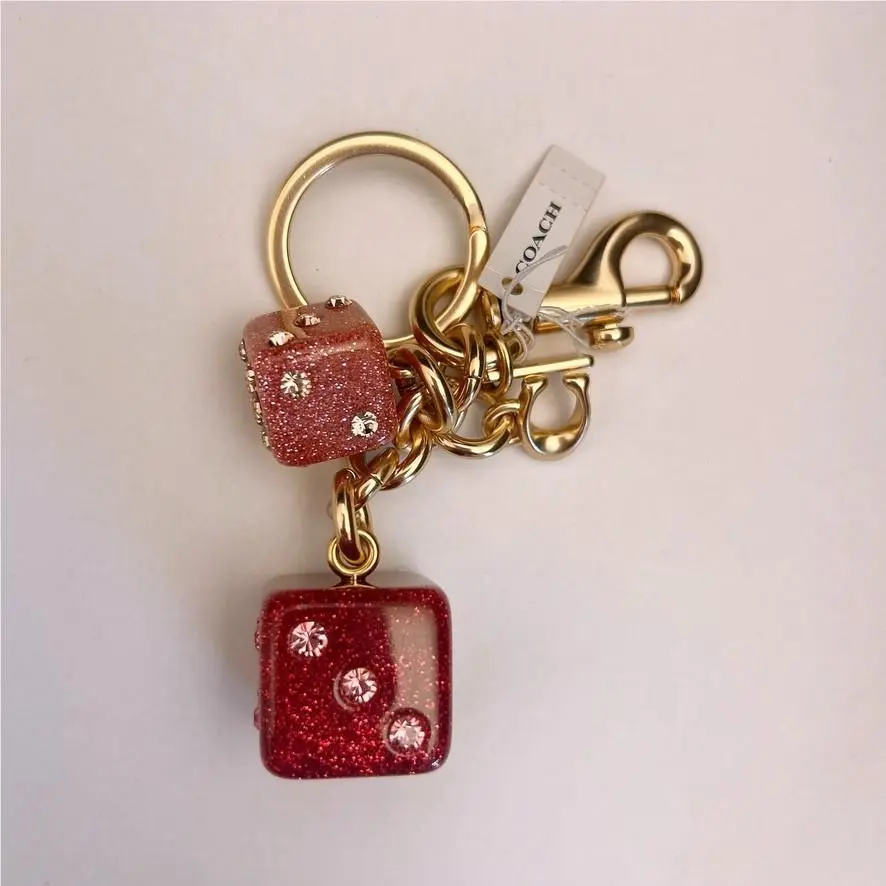 Dice Bag Charm CEA16（Select One Color）large Size Gold/Pink Multi by Coach