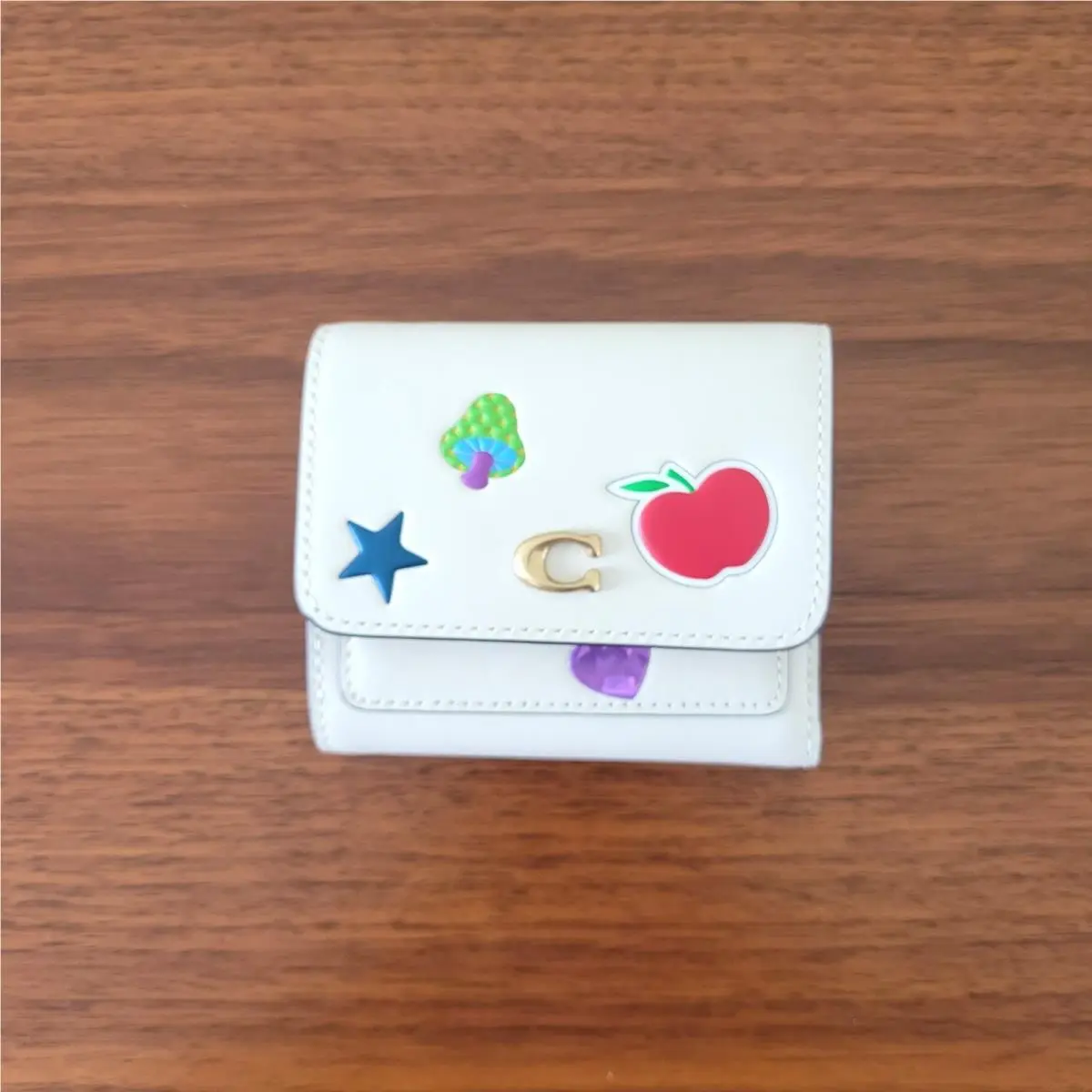 Coach CCD00 Sticker Print Mila Small Flap Wallet Chalk Multi