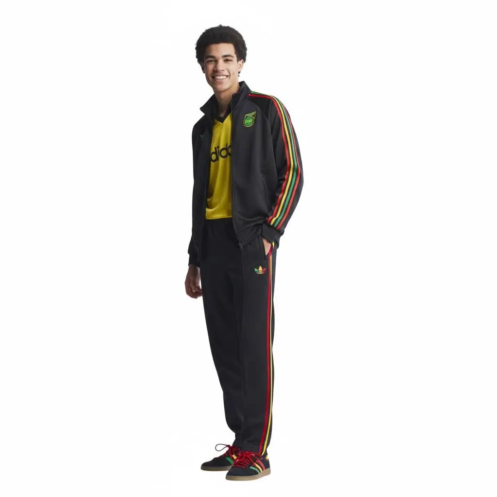 Adidas Originals Black Jamaica X Bob Marley Rasta Jacket Pants Track Suit