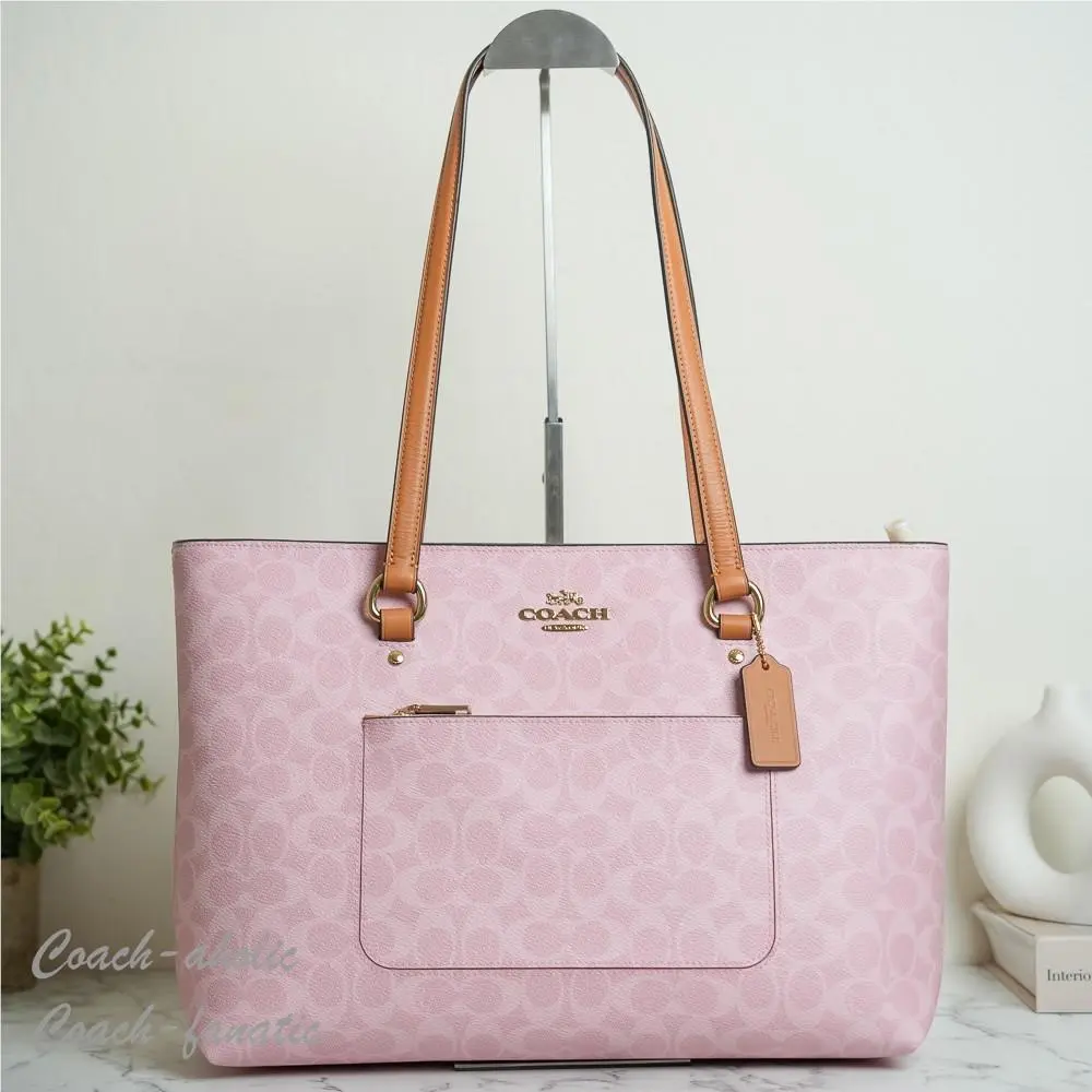 Coach Station Tote Bag In Powder Pink/gold CEA21