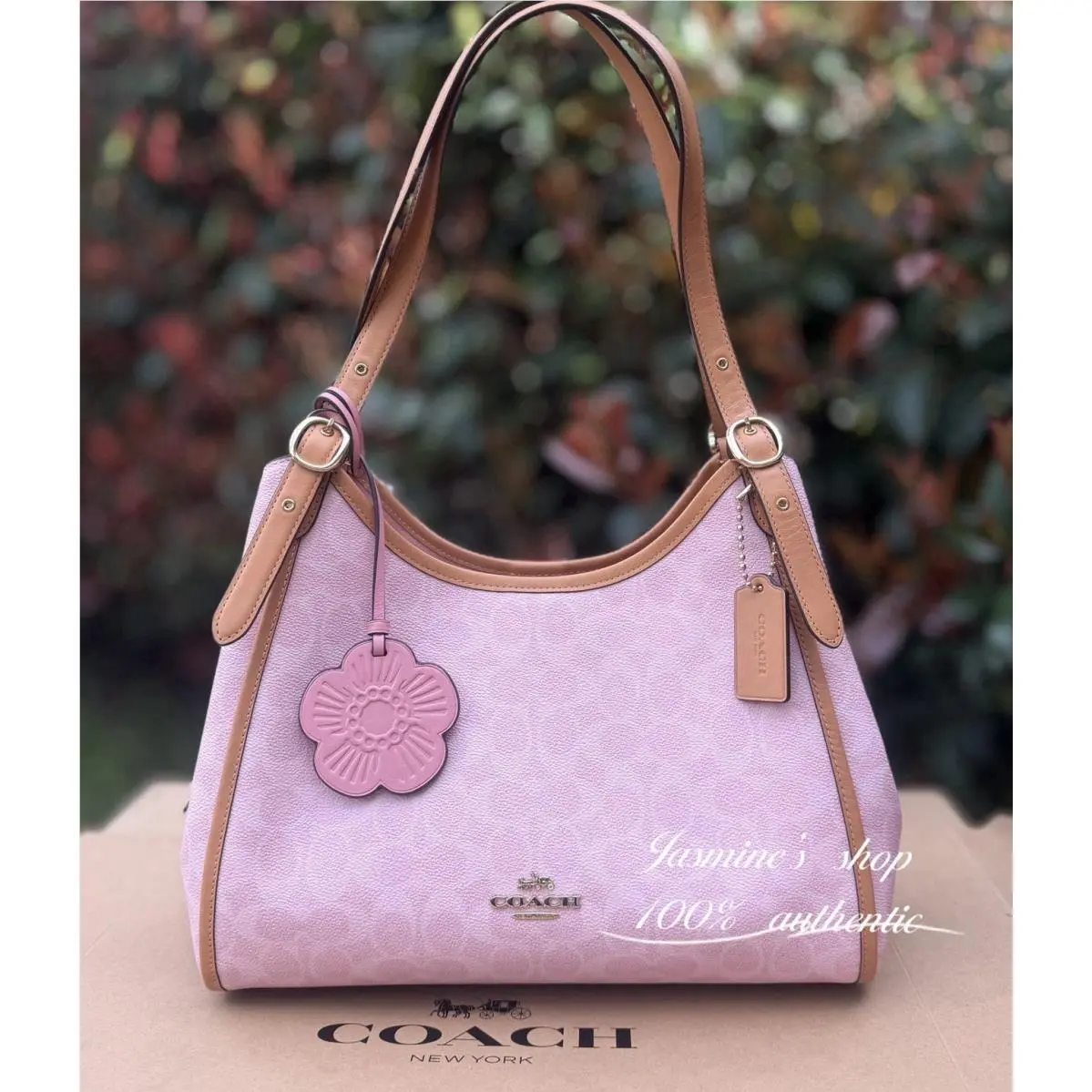 Coach CEL13 Erin Shoulder Bag In Signature Canvas with Charms Powder Pink