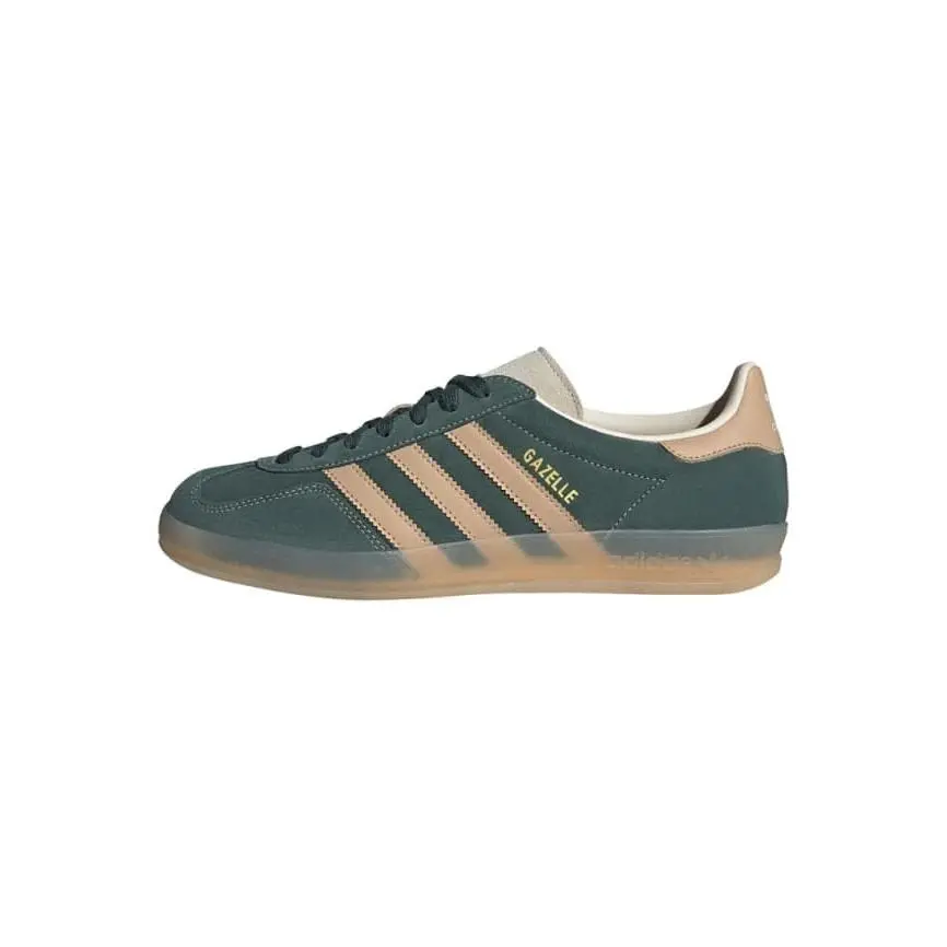 Adidas Originals Gazelle Indoor Mens Suede Indoor Sneaker Green/white/sandstone - Shadow Green/Wonder White/Warm Sandstone