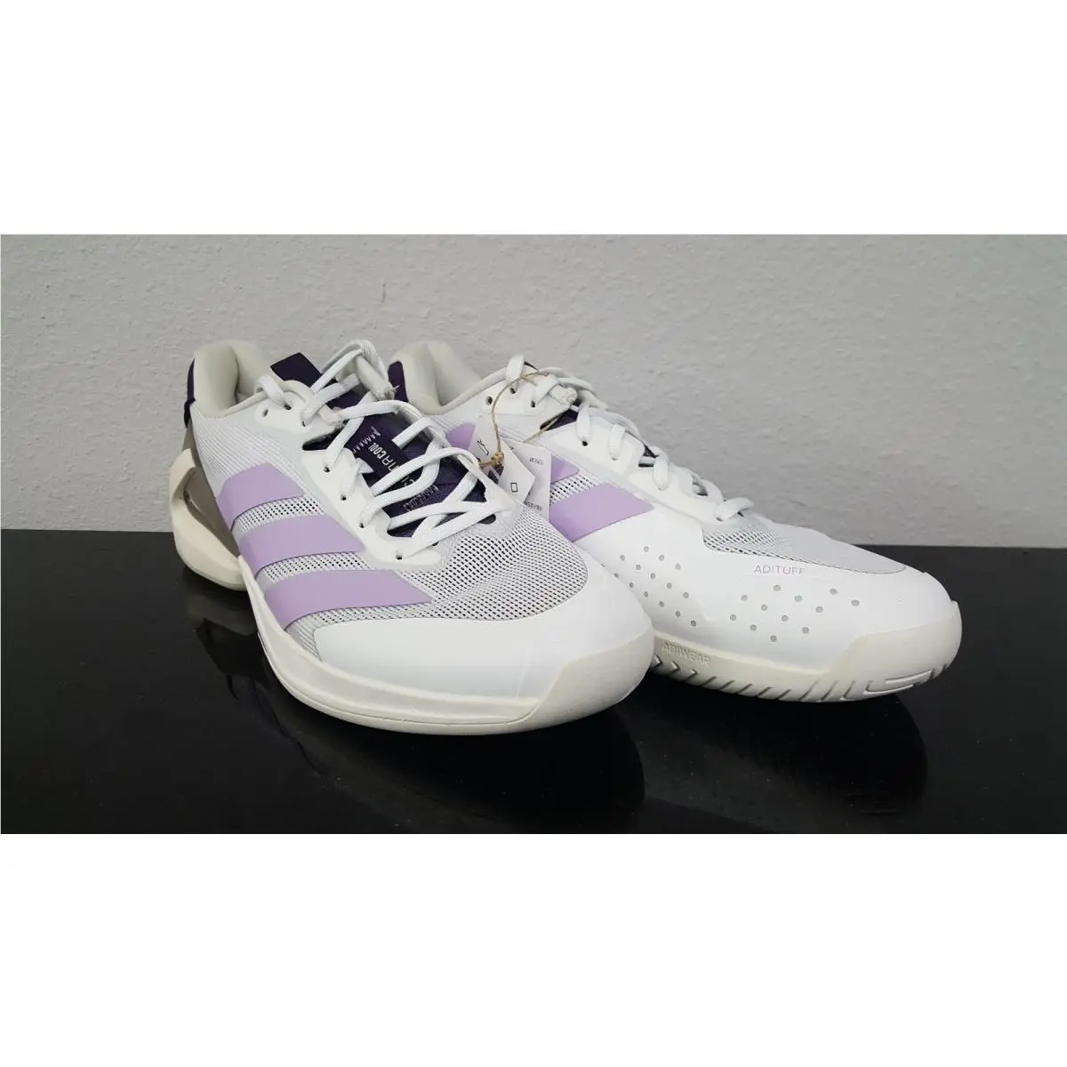 Adidas Women`s Adizero Ubersonic 5 Tennis Shoes JQ6351 White Purple