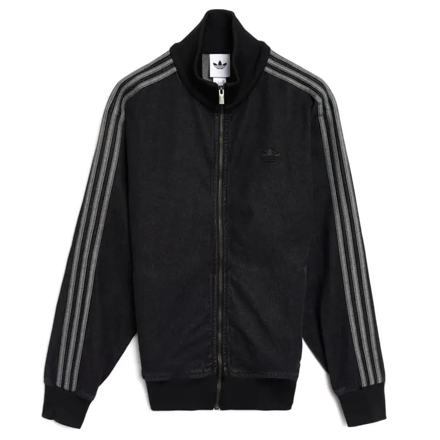 Adidas Originals Jeans Adicolor Collared Retro Black Denim Track Jacket Men Size