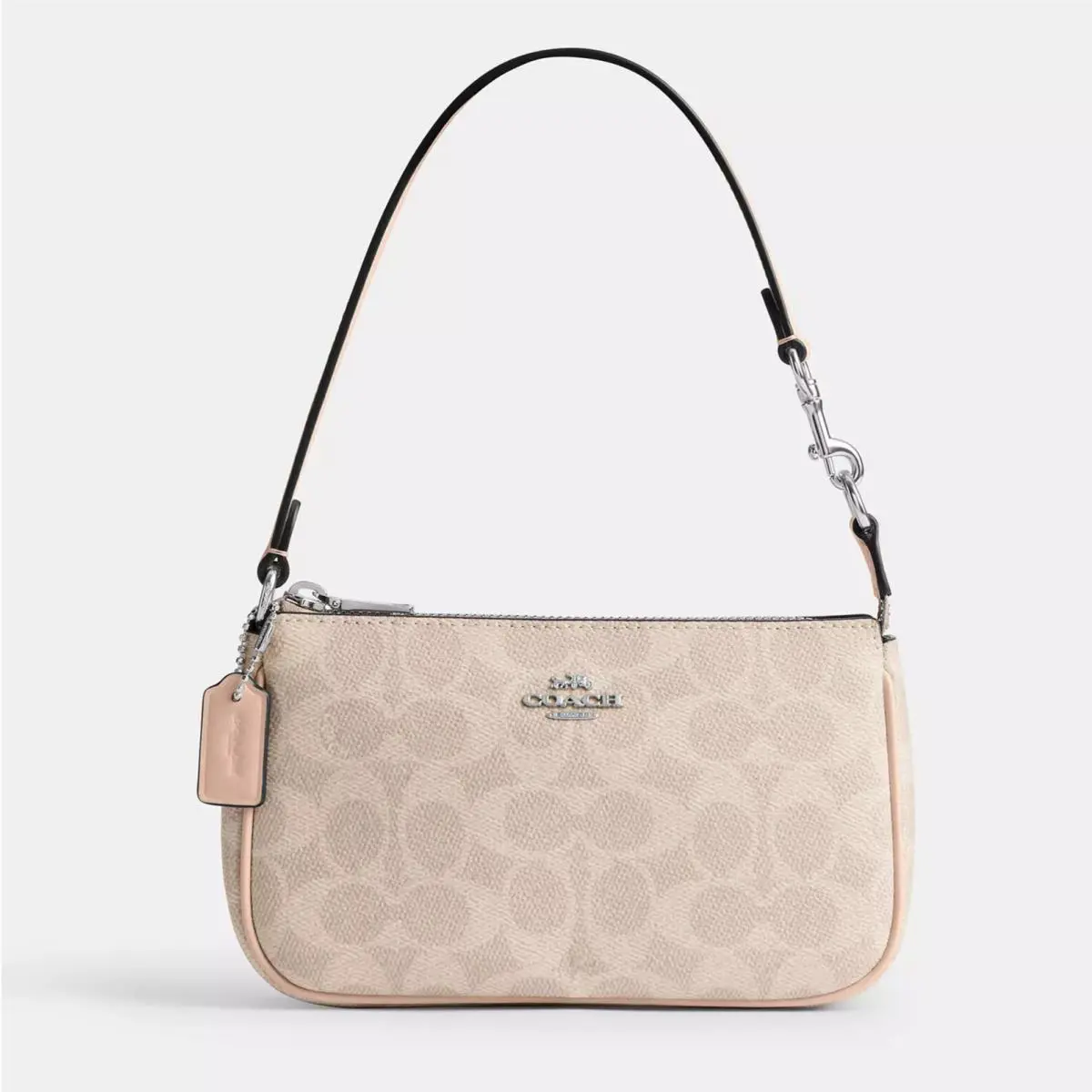 Coach Nolita 19 in Signature Canvas Silver/ Sand/ Taupe Mini Shoulder Bag