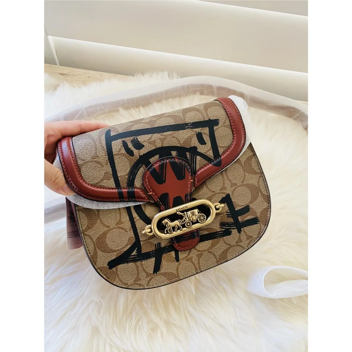 Jade Saddle Bag In Signature Canvas with Rexy By Guang Yu by Coach