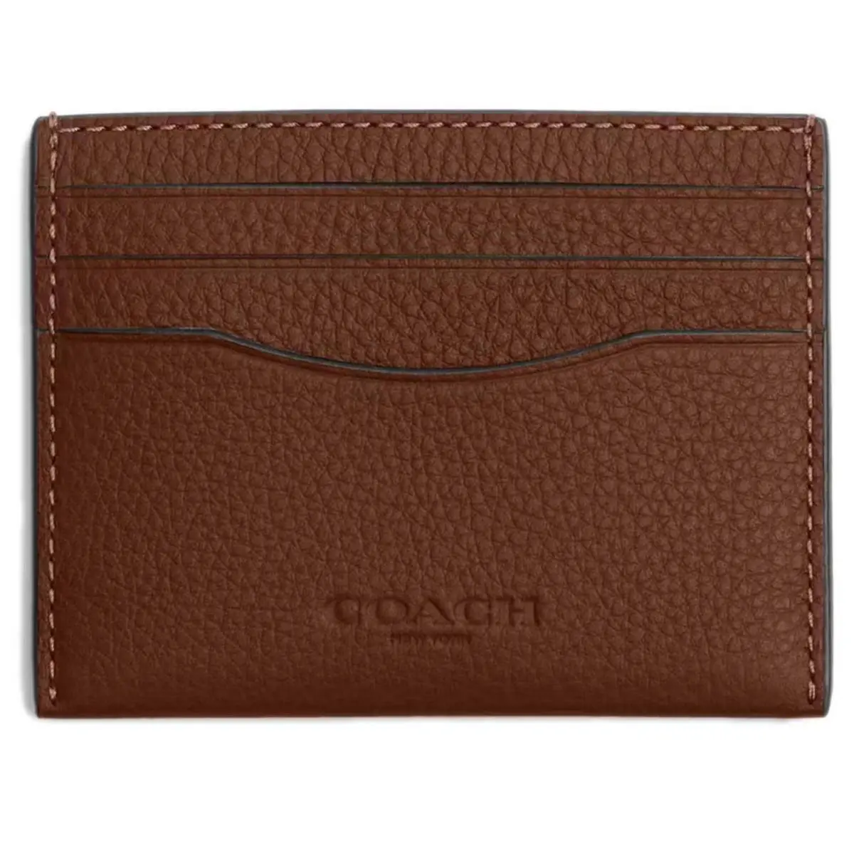 Coach Women`s Card Case Refined Pebble Leather Slim Id Saddle CP209 Sade - Exterior: Saddle