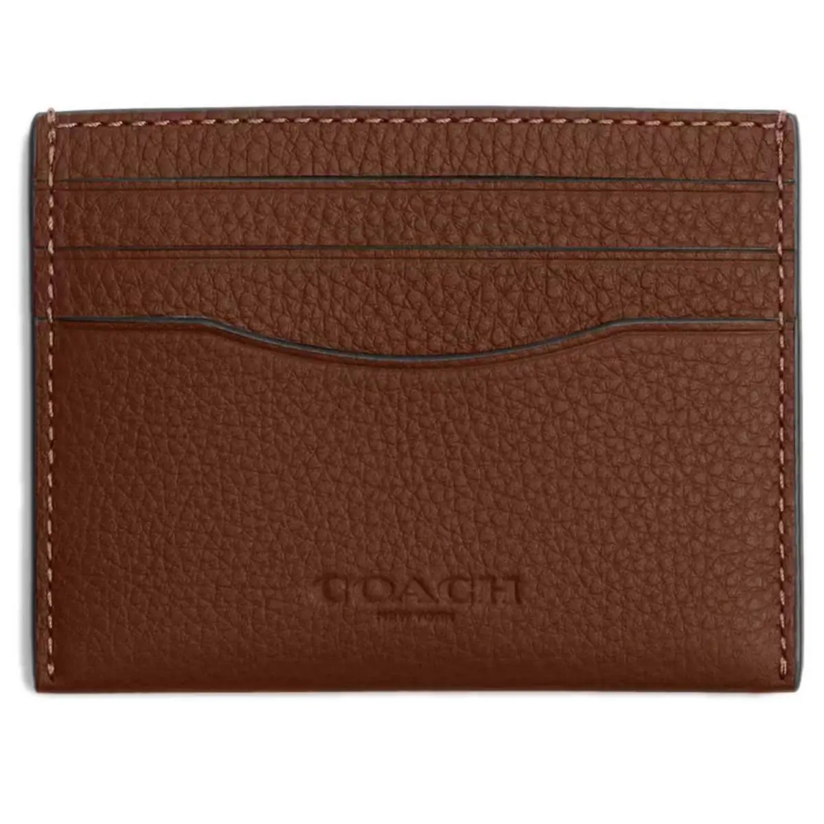 Coach Women`s Card Case Refined Pebble Leather Slim Id Saddle CP209 Sade - Exterior: Saddle