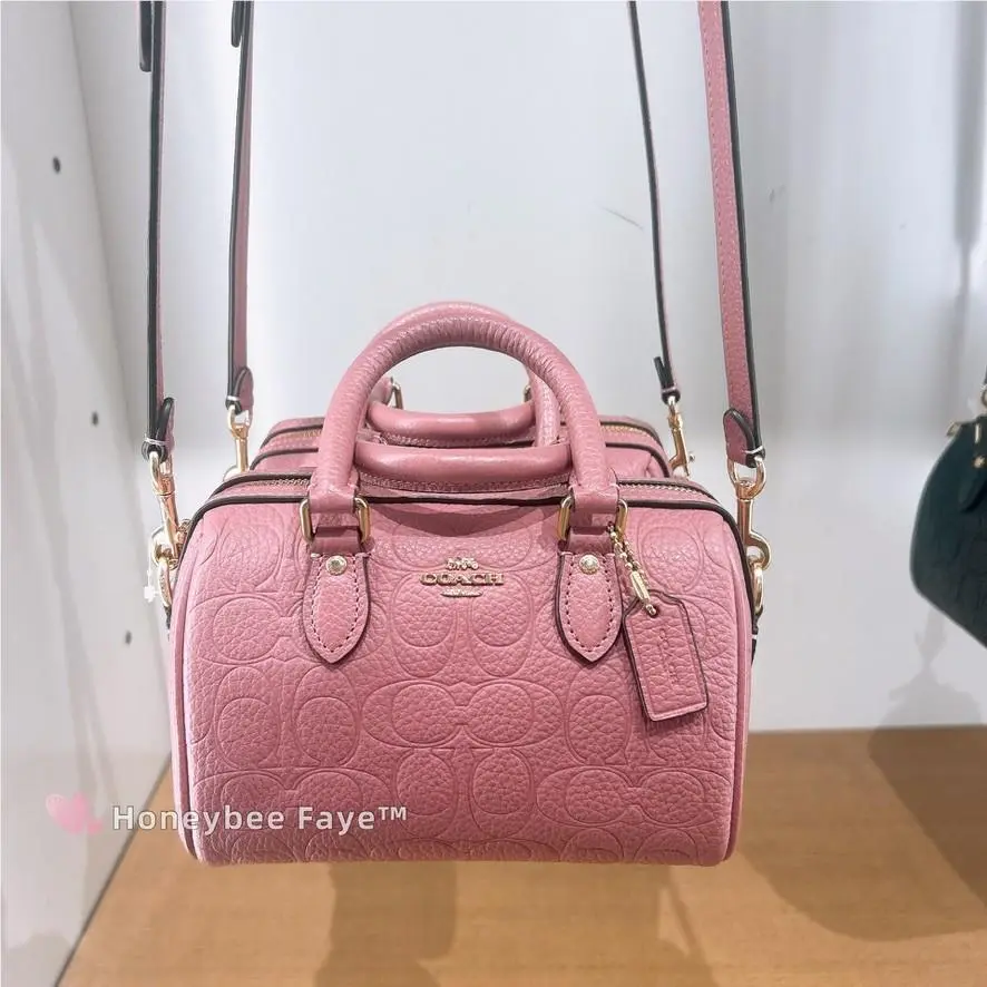Coach Mini Rowan Crossbody Bag In Signature Leather Gold/peony