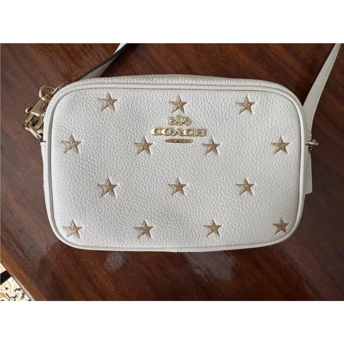 Coach Jamie Camer Bag Gold Stars/cream Pebble Leather Purse