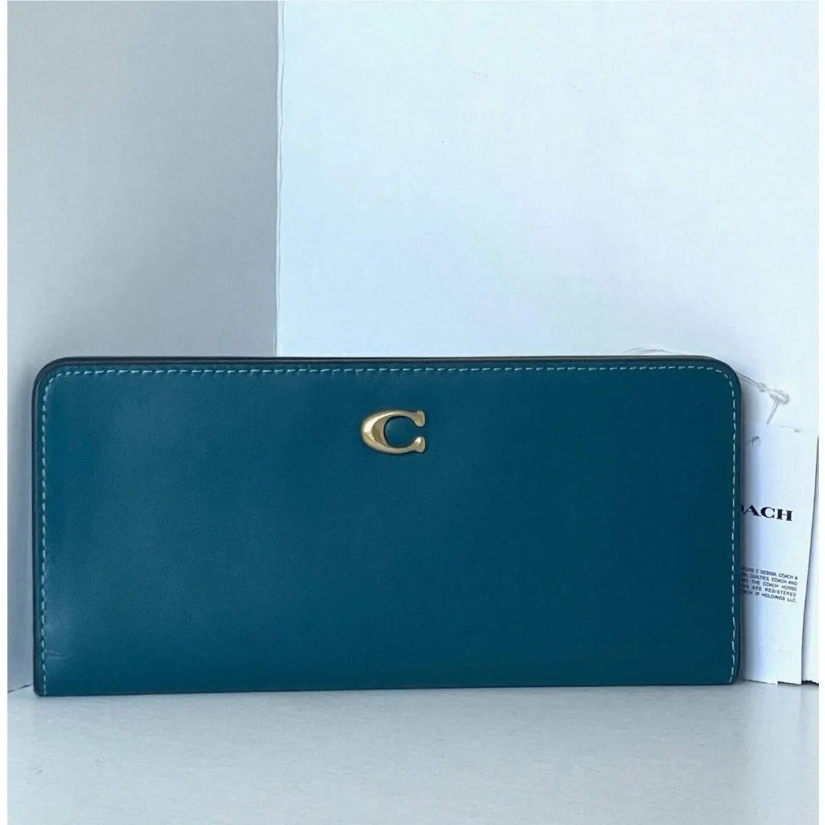 Coach Essential Slim Wallet CZ096 Marine Blue Calf Leather Phone