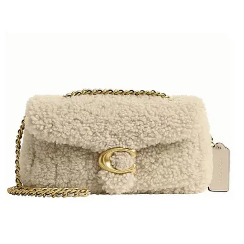 Coach Beige Shearling Leather Tabby 20 Shoulder Crossbody Bag Purse CCC11