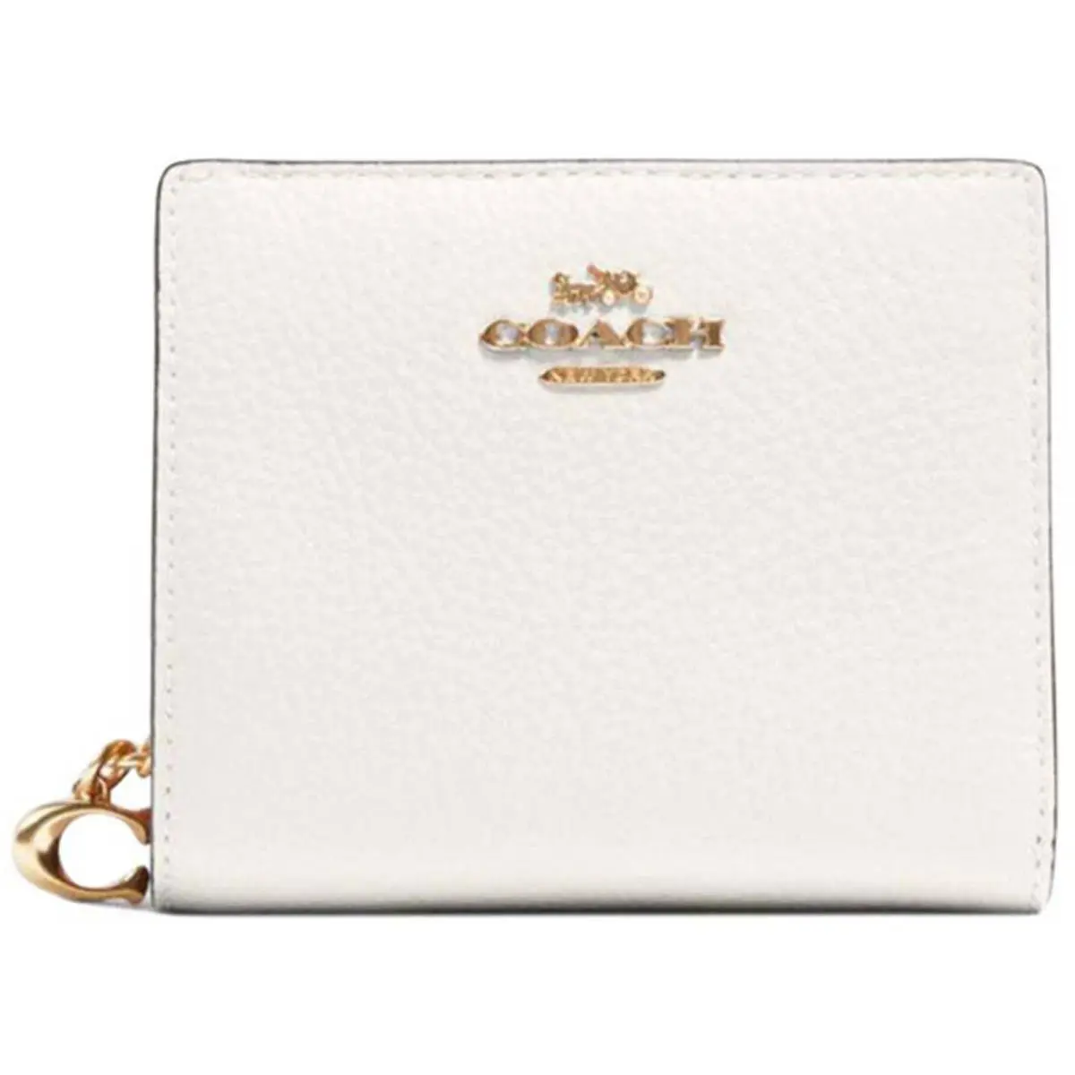 Coach Women`s Snap Wallet Bifold Refined Pebble Leather Gold/chalk C2862 Chk