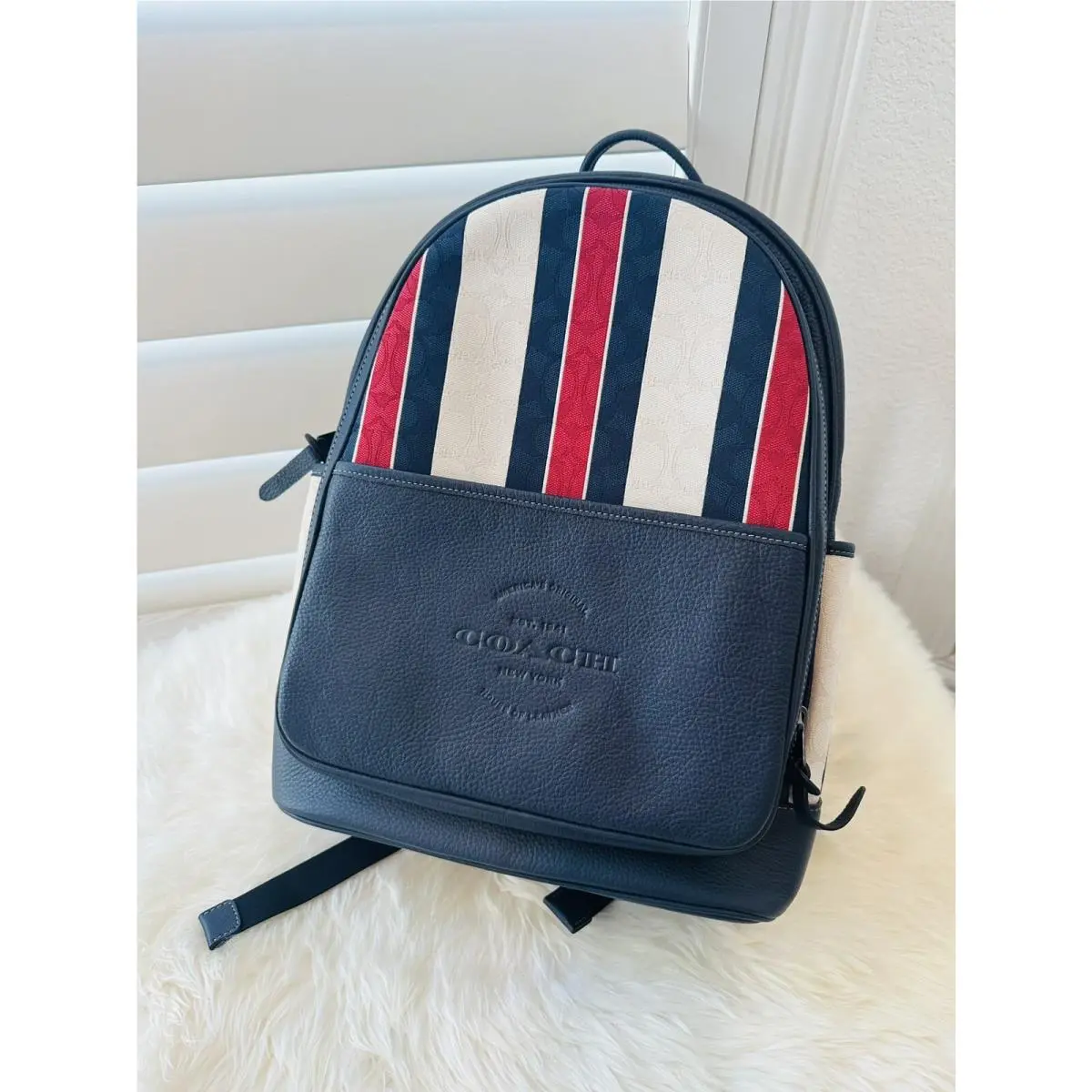 Coach C9905 Thompson Backpack IN Signature Jacquard/leather with Stripes