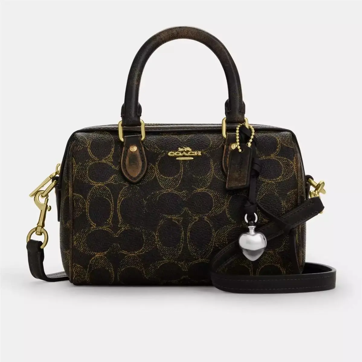 Mini Rowan Crossbody Bag in Loved Signature Canvas with Charms by Coach