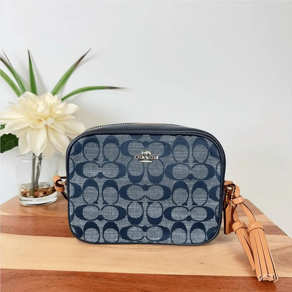 Coach Mini Camera Bag In Signature Chambray Denim Color