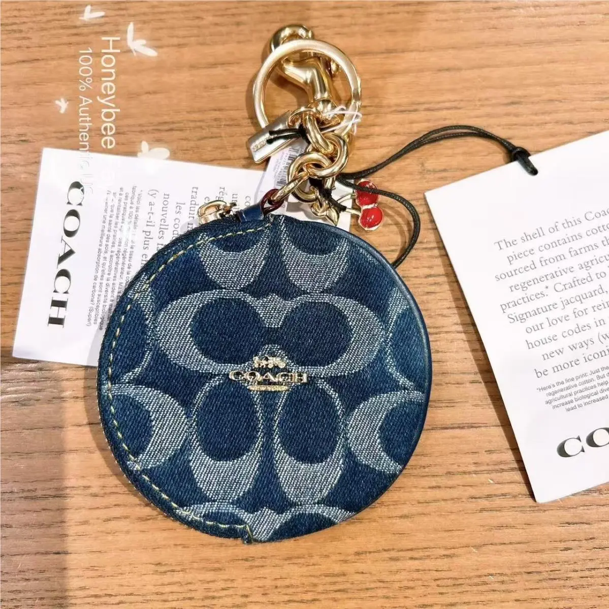 Coach Circular Coin Pouch Bag Charm In Signature Denim CZ256