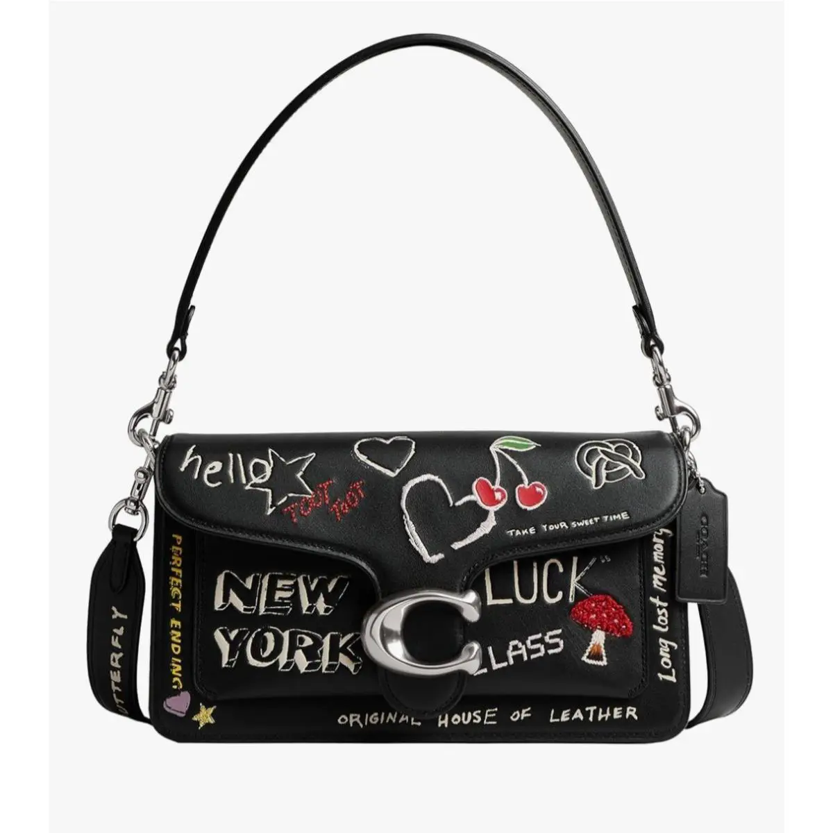 Coach Tabby Shoulder Bag 26 with Sketch Print Silver Black Multi